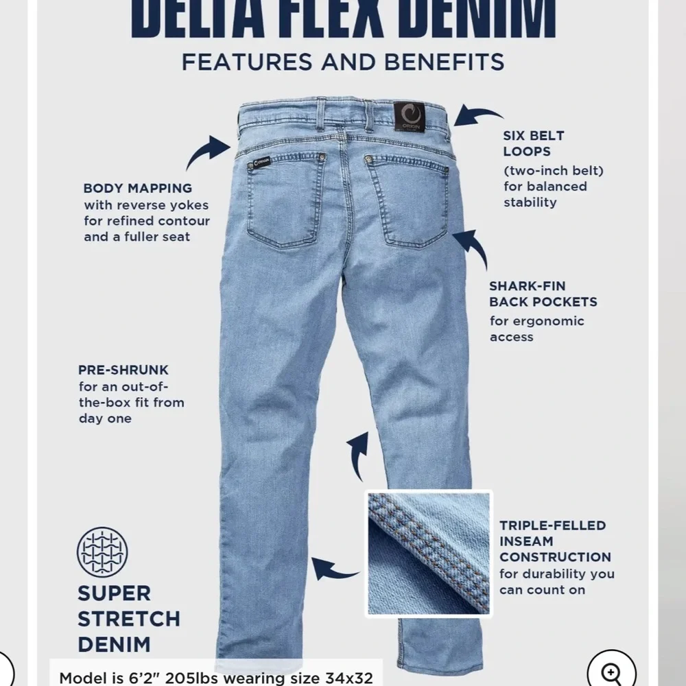 ORIGIN USA Men’s Delta Flex Taper Jeans, 32 NWT- never worn - Picture 3 of 7